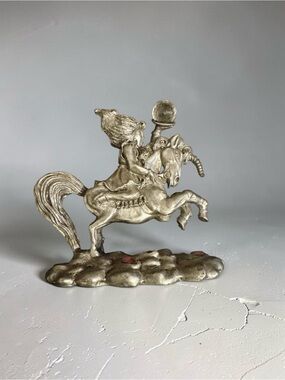 Vintage 1987 Spoontiques Unicorn Pewter Figurine Crystal Orb Fantasy Collectible